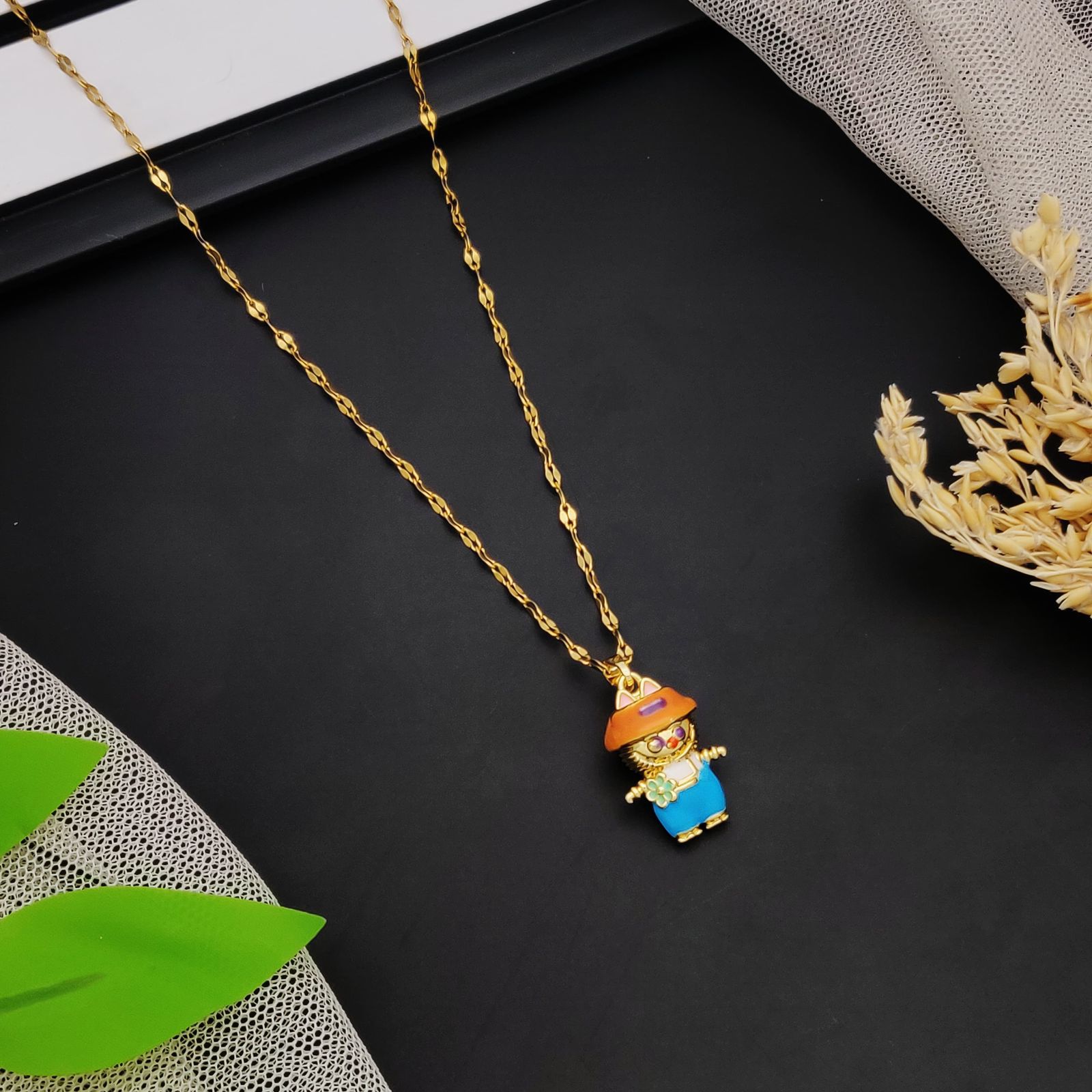 Gold Labubu Pendant Necklace – Adhiraa Mnore